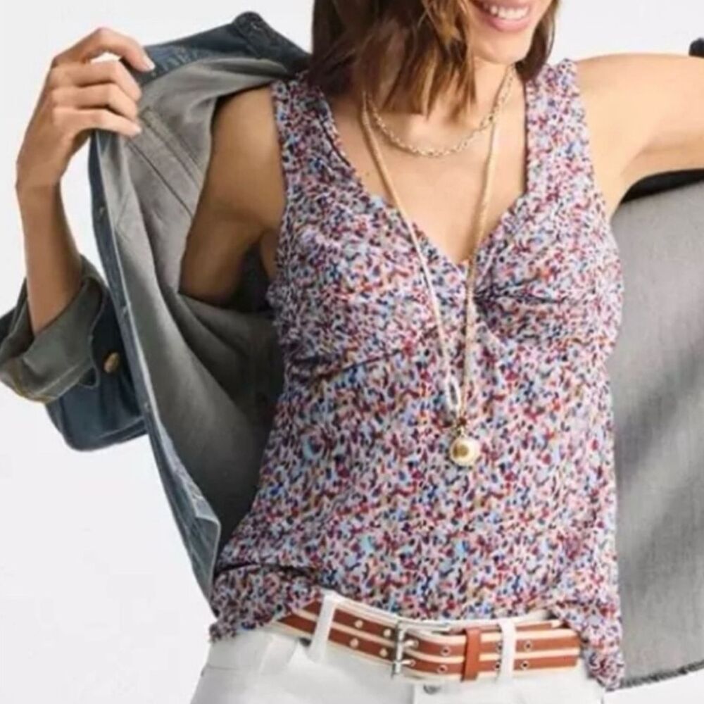 Cabi Bustier Mesh Tank Top Size Medium Colorful Confetti Babydoll Festival Indie